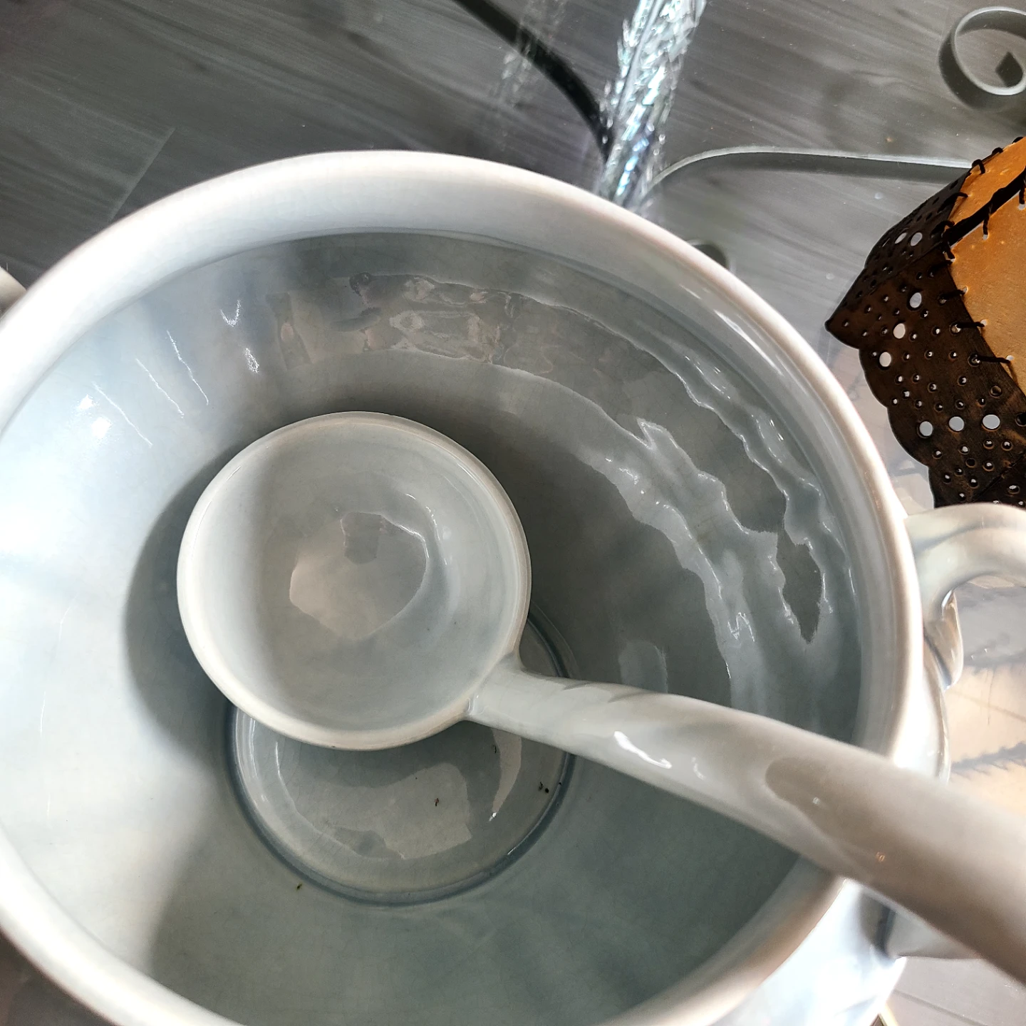 Vintage Ceramic Tureen with Ladle and Fruit Design - photo 4