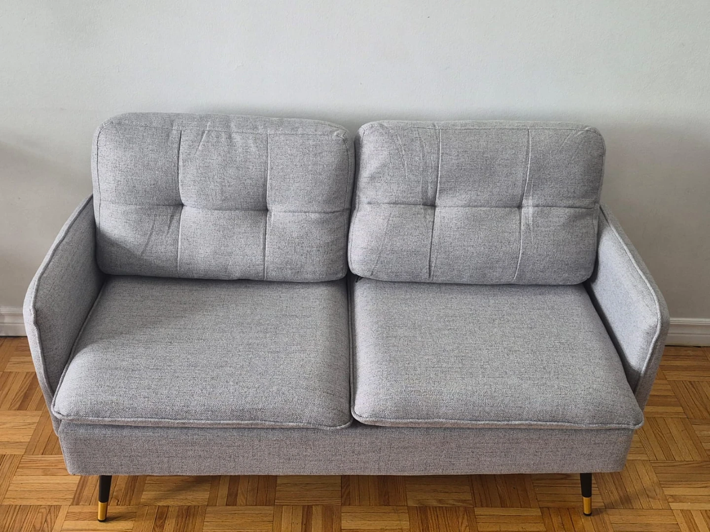 "HOMCOM 55"" Loveseat Sofa,  Small Couch for Bedroom, Grey" - photo 4