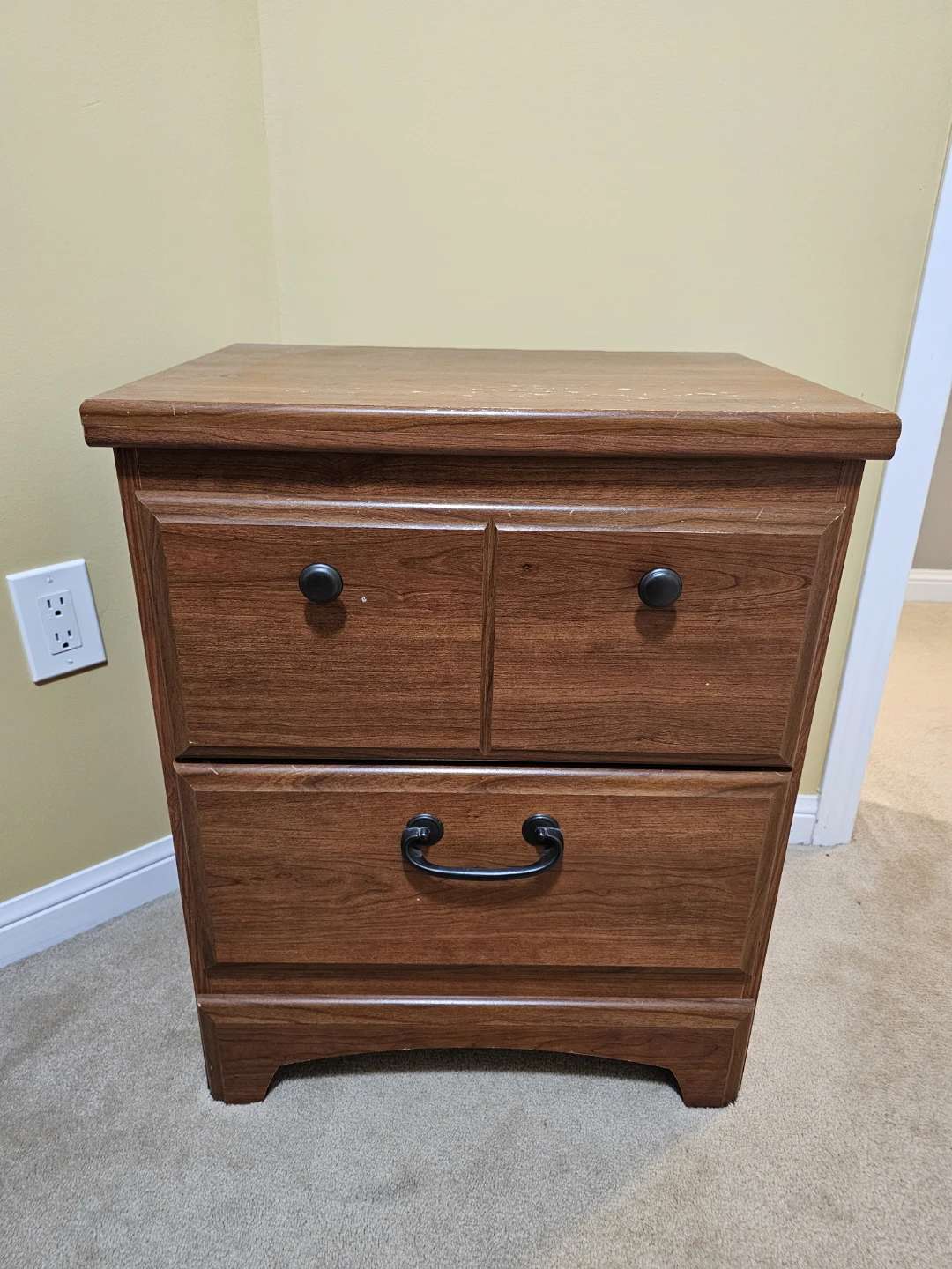 Cherry Wood Bedroom Set - Dresser, Bed Frame, Nightstand