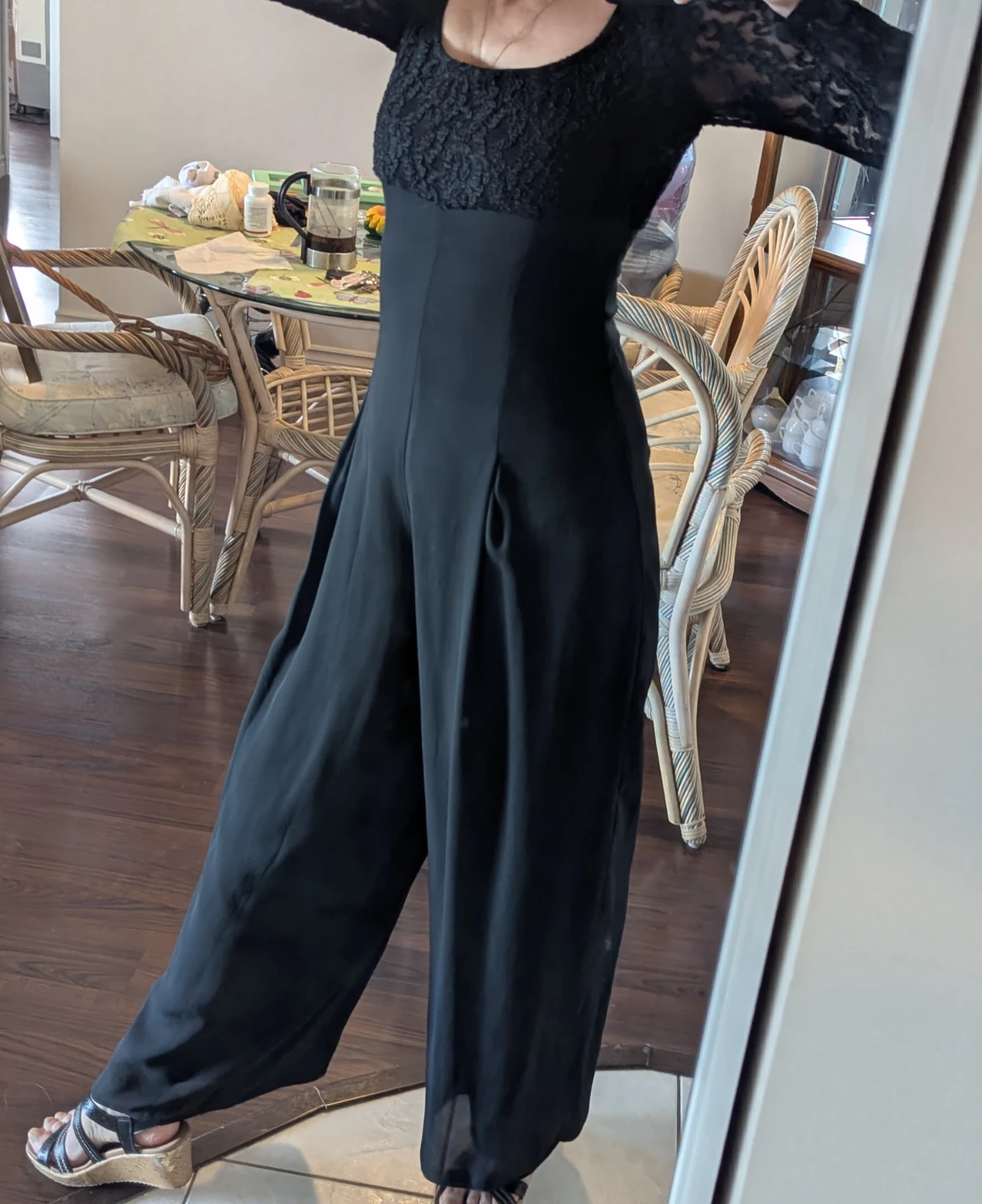 Collections Black Lace Top Wide Leg Jumpsuit - photo 4