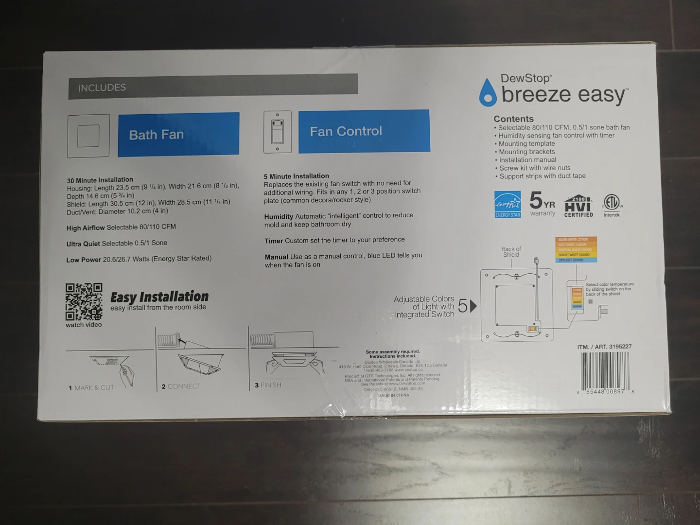 DewStop breeze easy Bath Fan with LED Light and Fan Control - photo 3