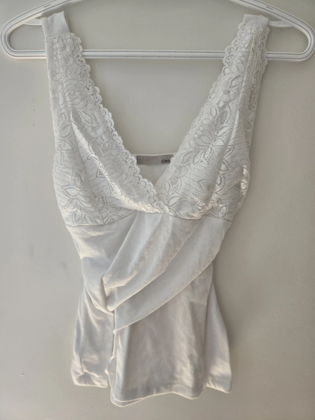 White Lace Trim Tank Top - M/L