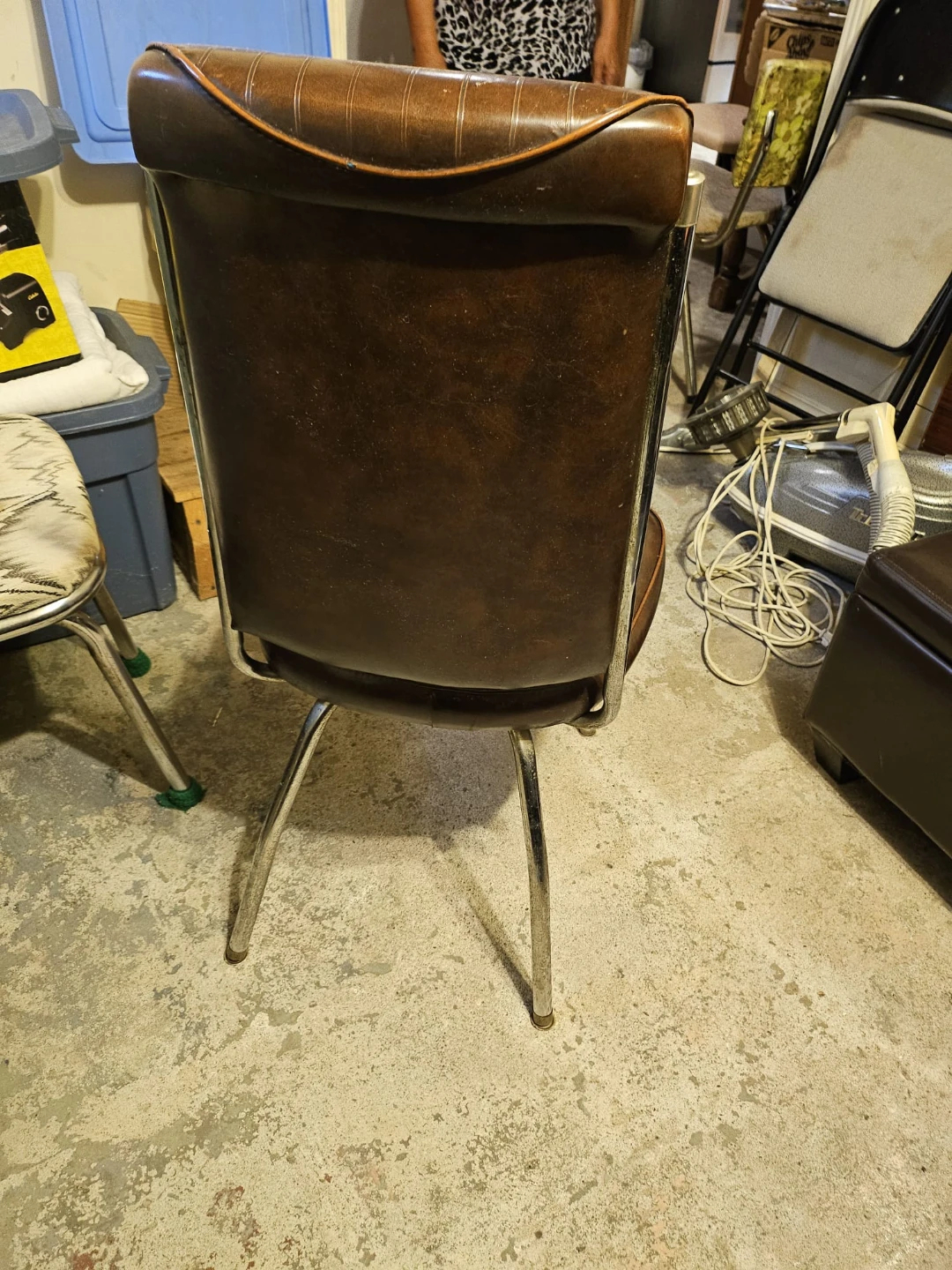 Vintage Brown Faux Leather Dining Chairs set of 6 - photo 2