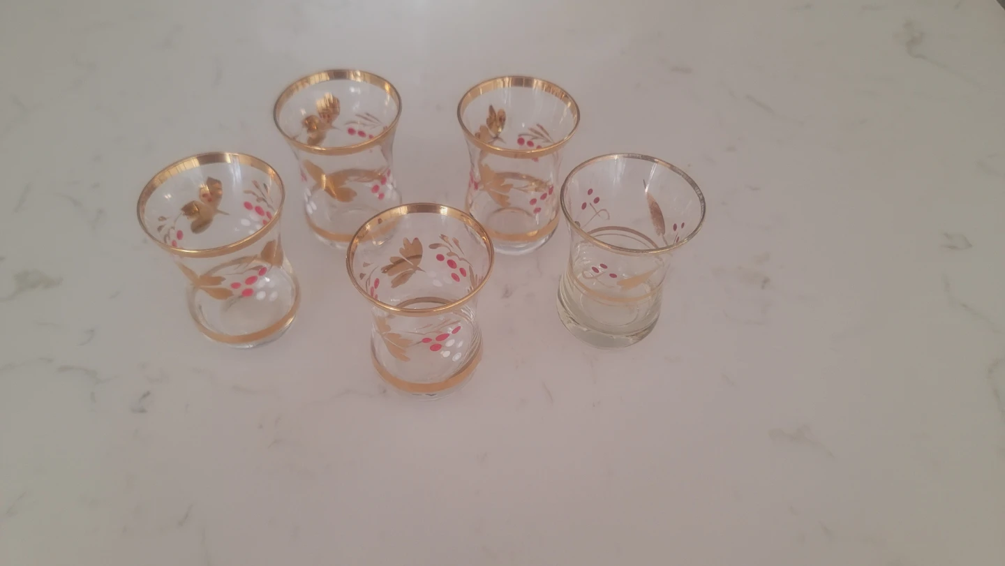 Vintage Amber Glass Tea Set with Tray