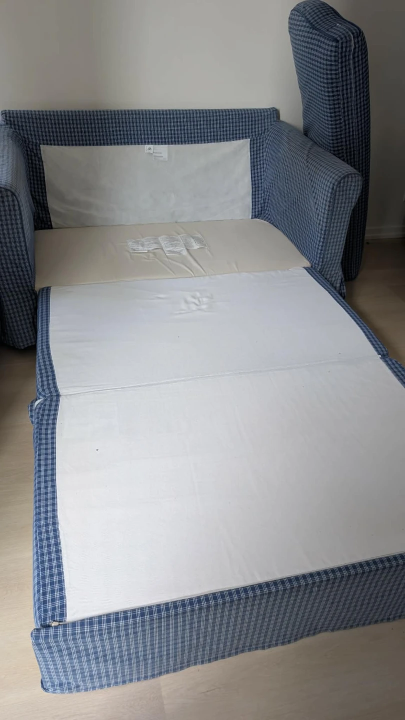 Blue Sofa Bed with blue removable cover and pillows - photo 4