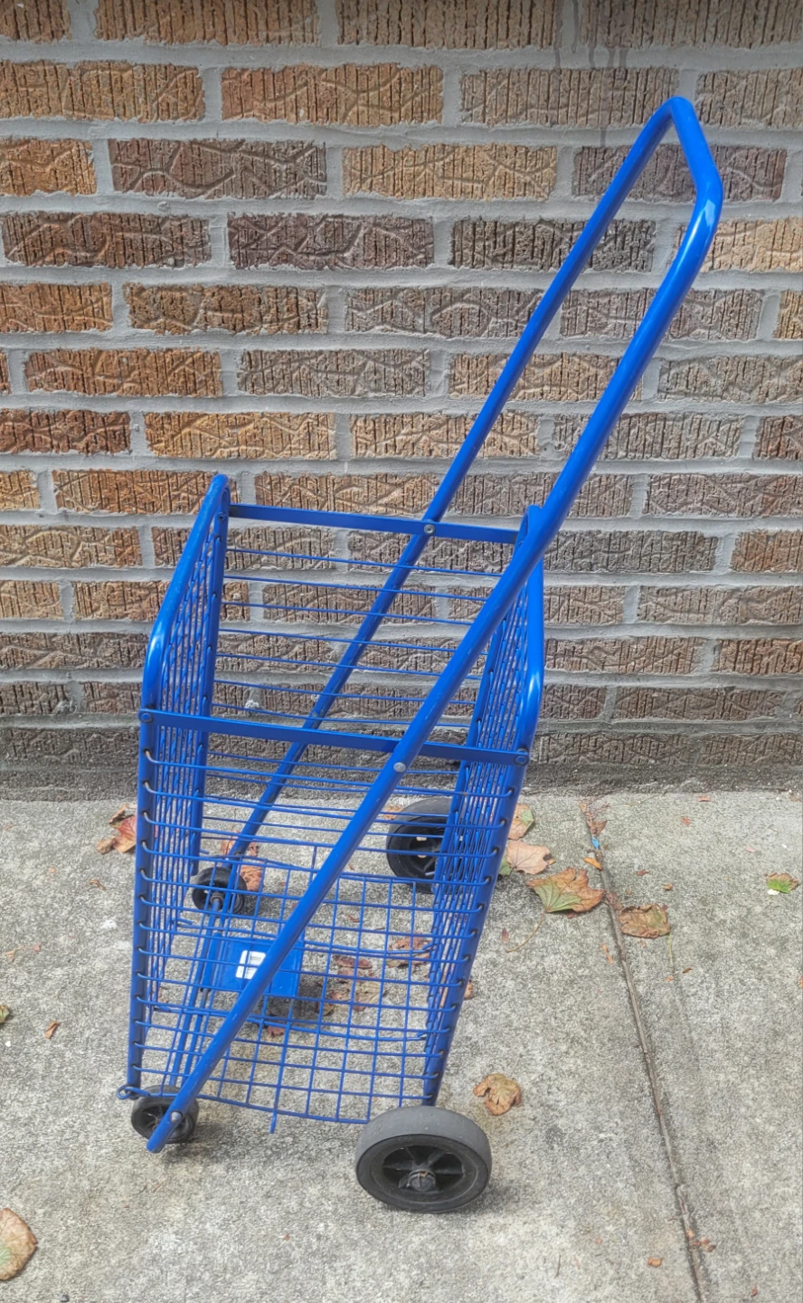 Small Blue Folding Shopping Cart - photo 2