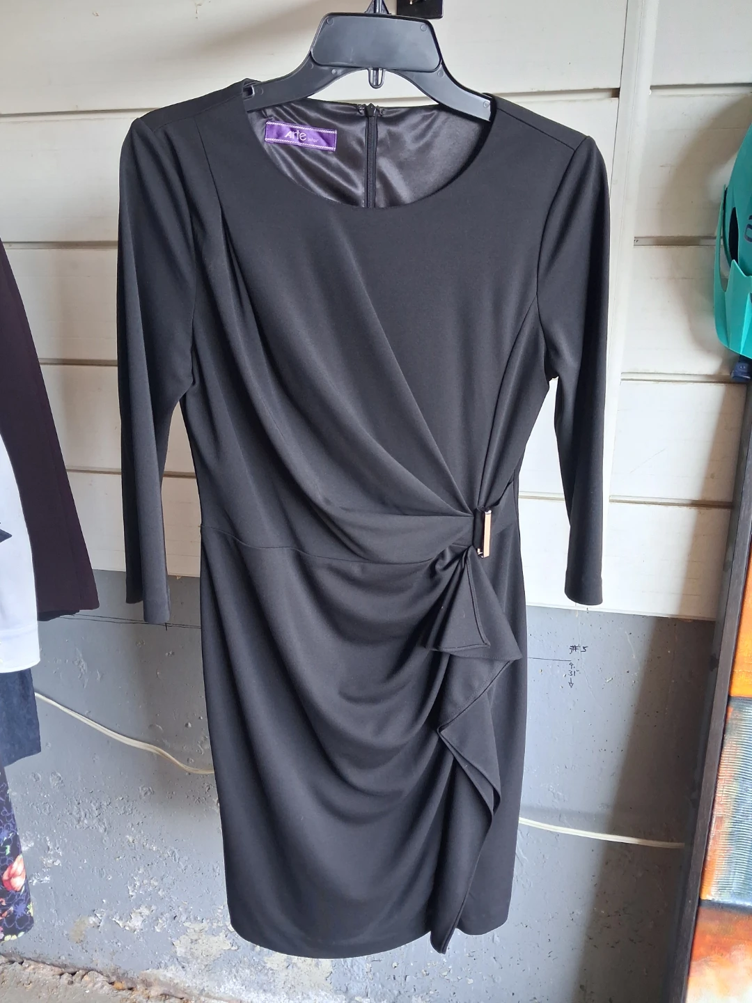 Arte Black Draped Cocktail Dress