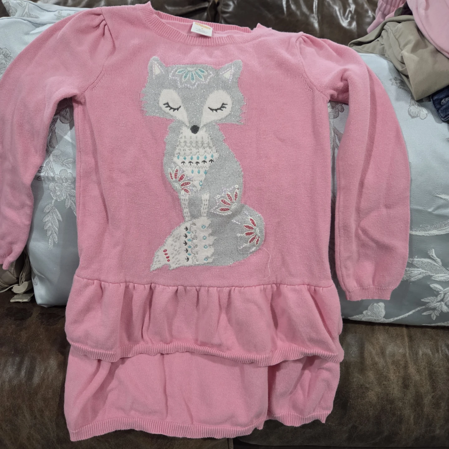 Gymboree Pink Fox Sweater Dress Size 6