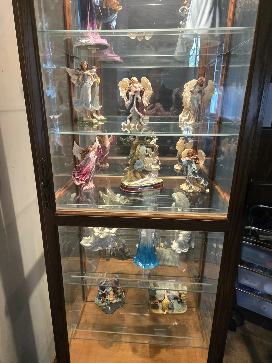 Two Curio Oak Display Cabinets - photo 3