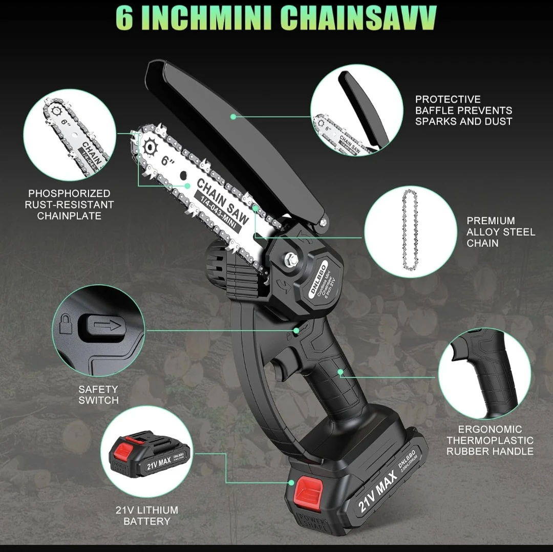 DNLBBO 6-Inch Cordless Electric Mini Chainsaw - photo 3
