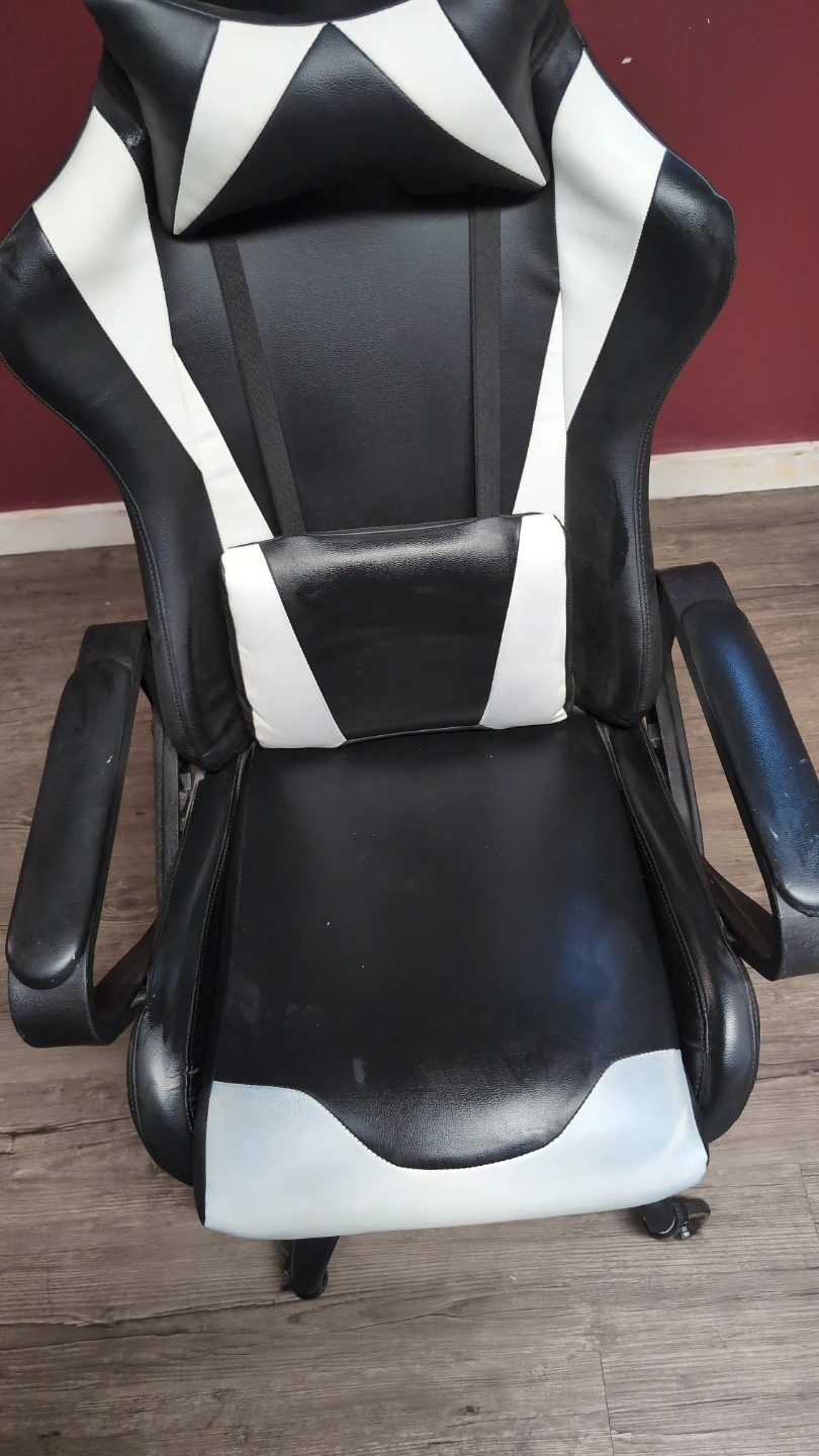 Black and White Gaming Chair With Rollerblade Wheels - photo 4