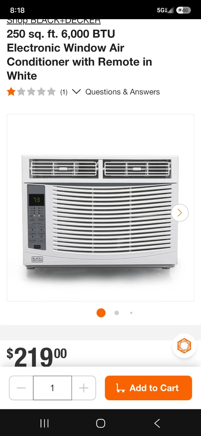 BLACK+DECKER 6,000 BTU Electronic Window Air Conditioner - photo 2