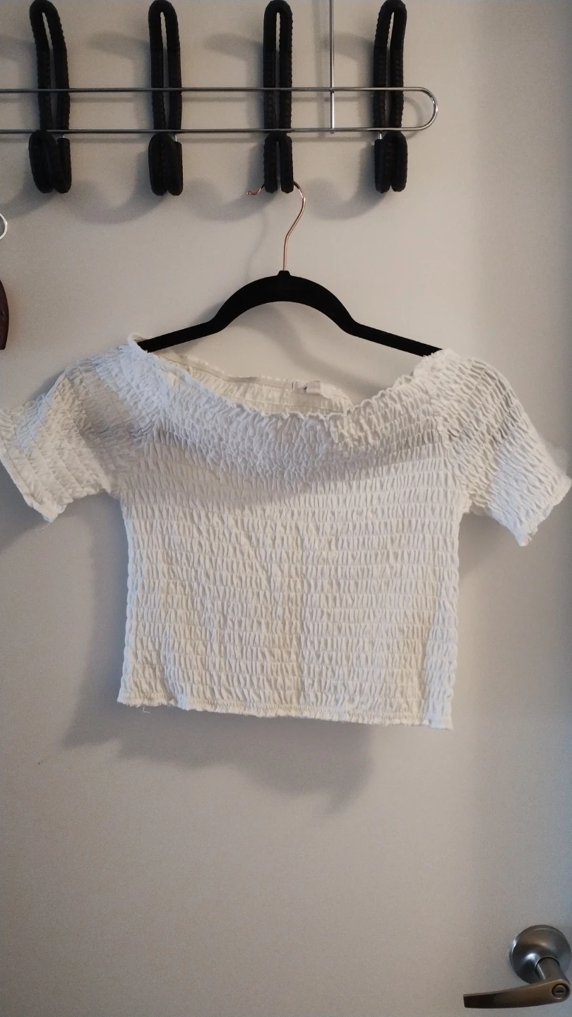 Ardene White Smocked Off-the-Shoulder Top