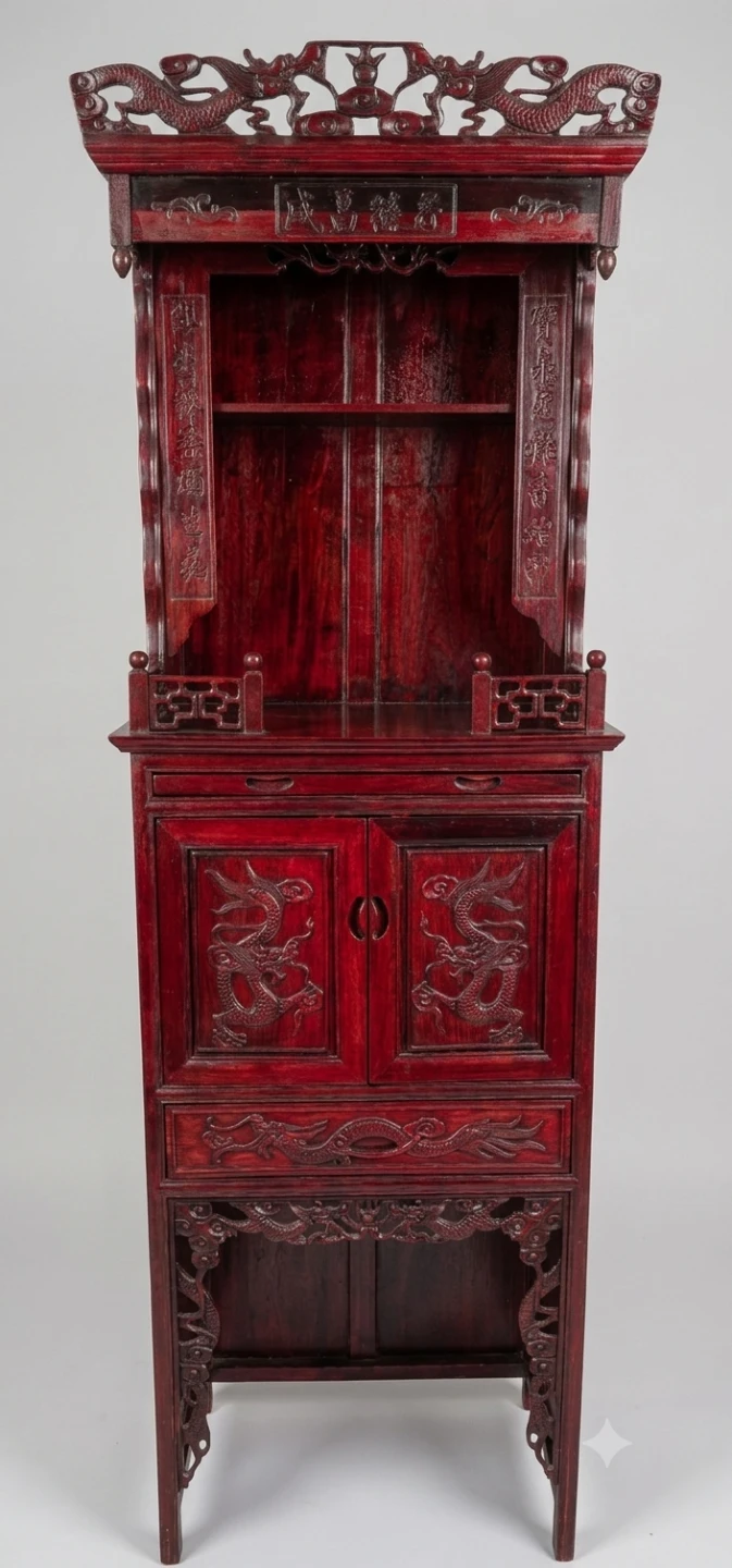 ​Ornate Chinese Style Carved Dragon Cabinet / Shrine
