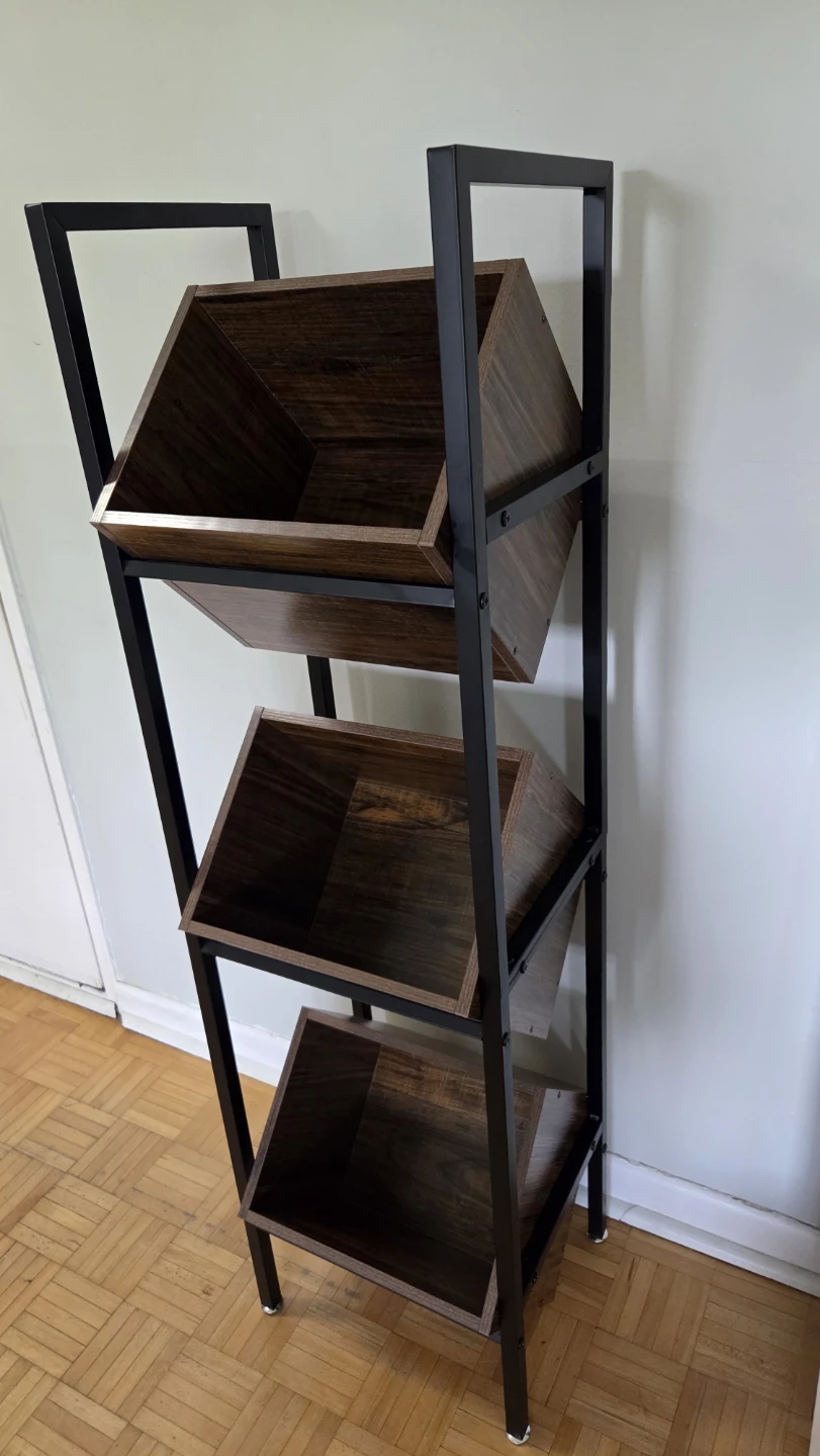 3-Level Wood Basket Rack Stand – Industrial Storage Shelf *new - photo 2