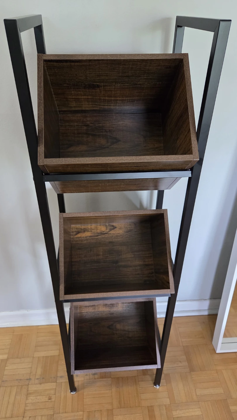 3-Level Wood Basket Rack Stand – Industrial Storage Shelf *new - photo 3