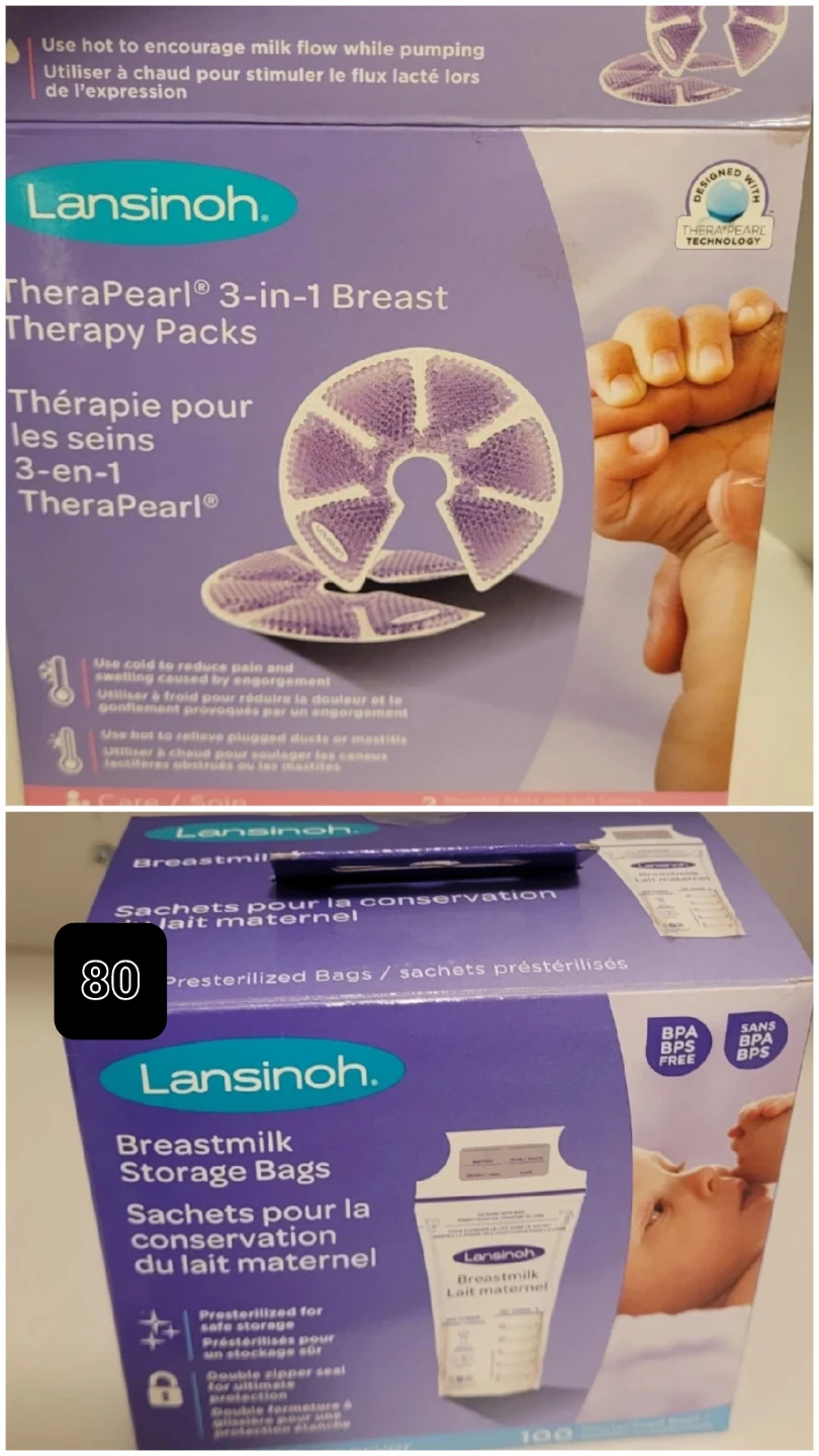 Lansinoh TheraPearl 3-in-1 Breast Therapy Packs & Storage Bags