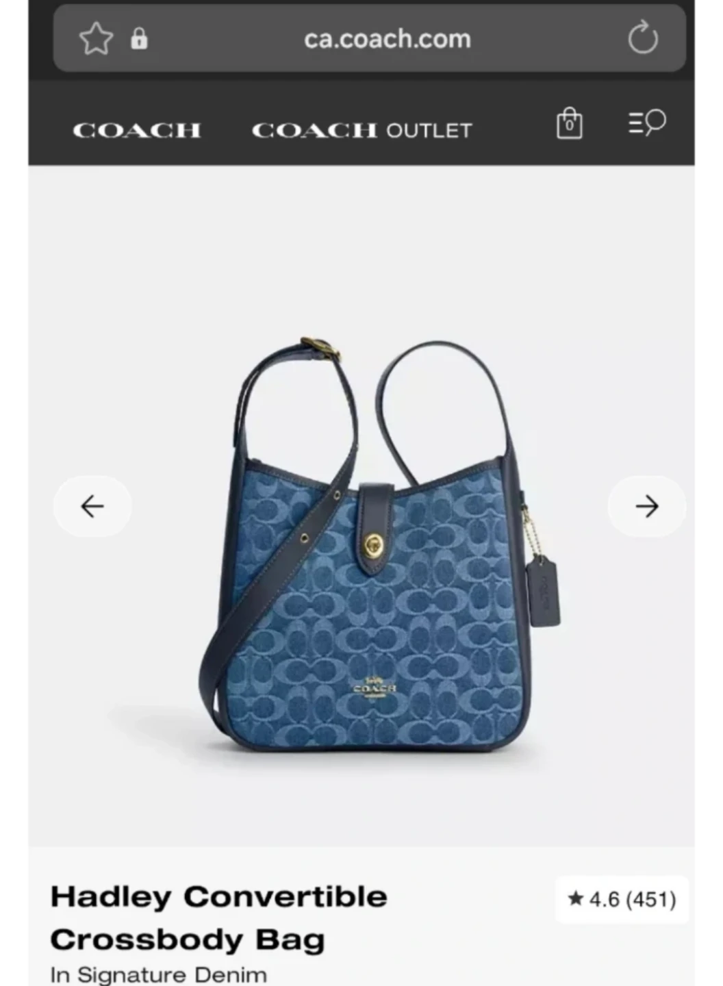 Coach Hadley Crossbody Bag Denim