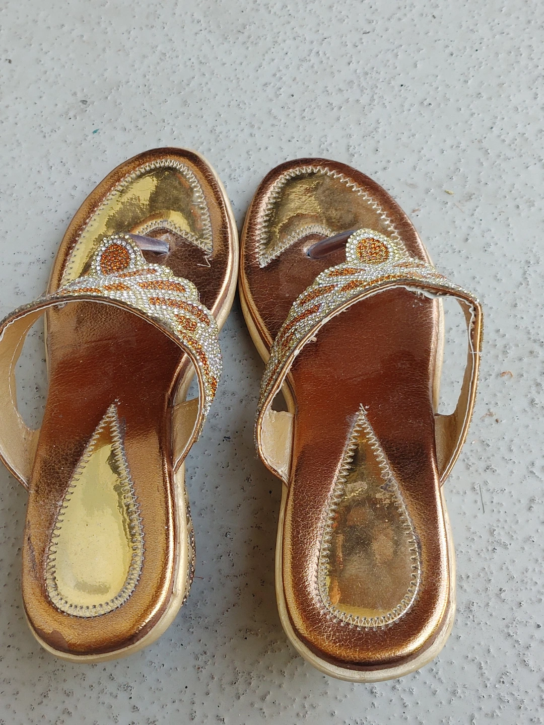 Gold Embellished Flip Flops