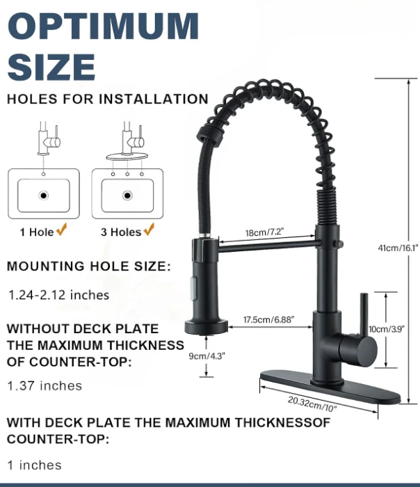 Matte Black Kitchen Faucet with Sprayer - photo 2