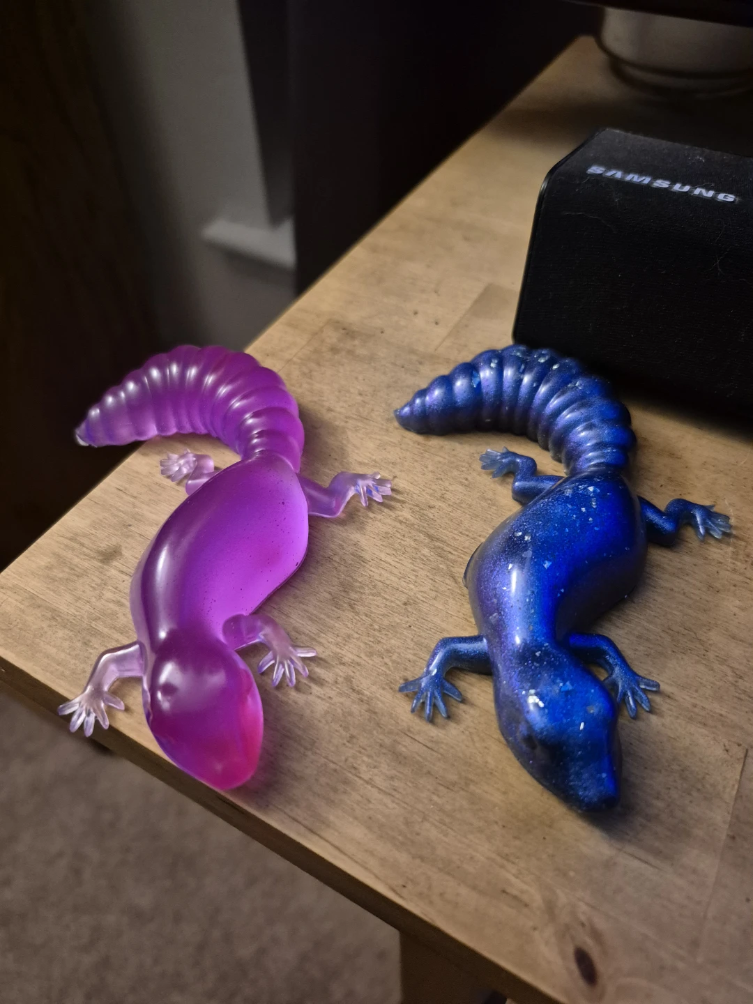 Resin Gecko Figurines - Purple & Blue