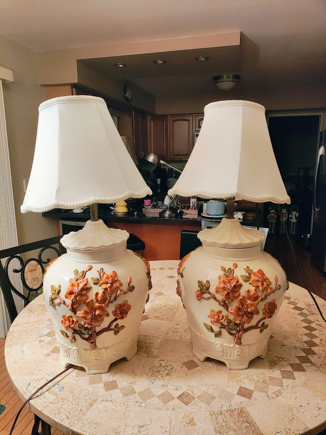 Vintage Chinoiserie Ceramic Pagoda Table Lamps