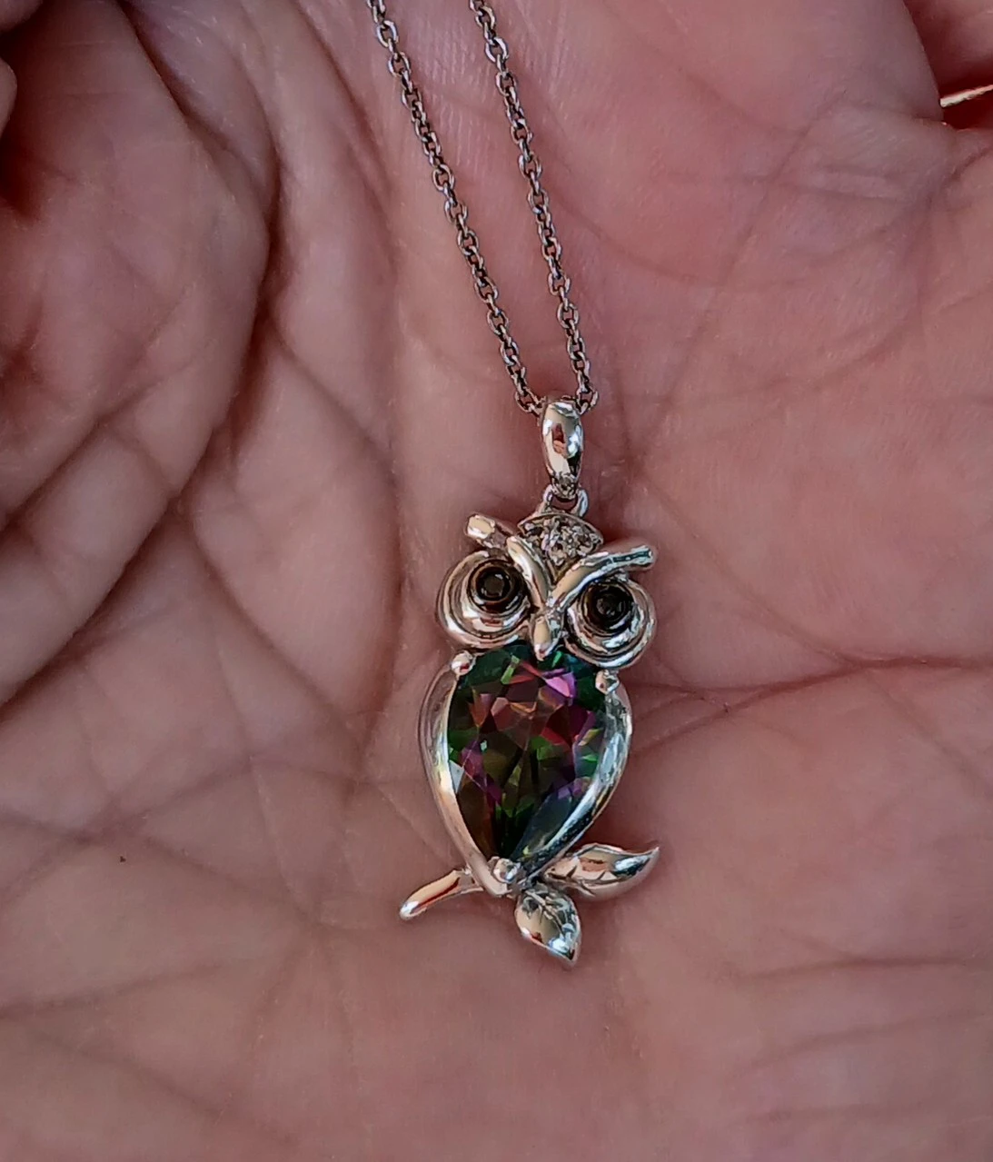 Sterling Silver Mystic Topaz owl Necklace - photo 5