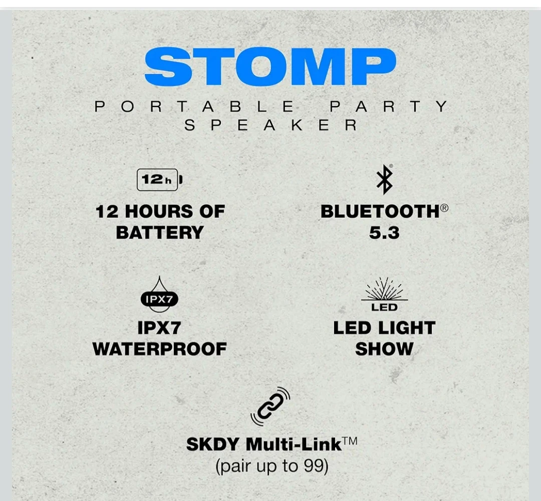 Skullcandy Stomp Portable Bluetooth Speaker - Black - photo 3