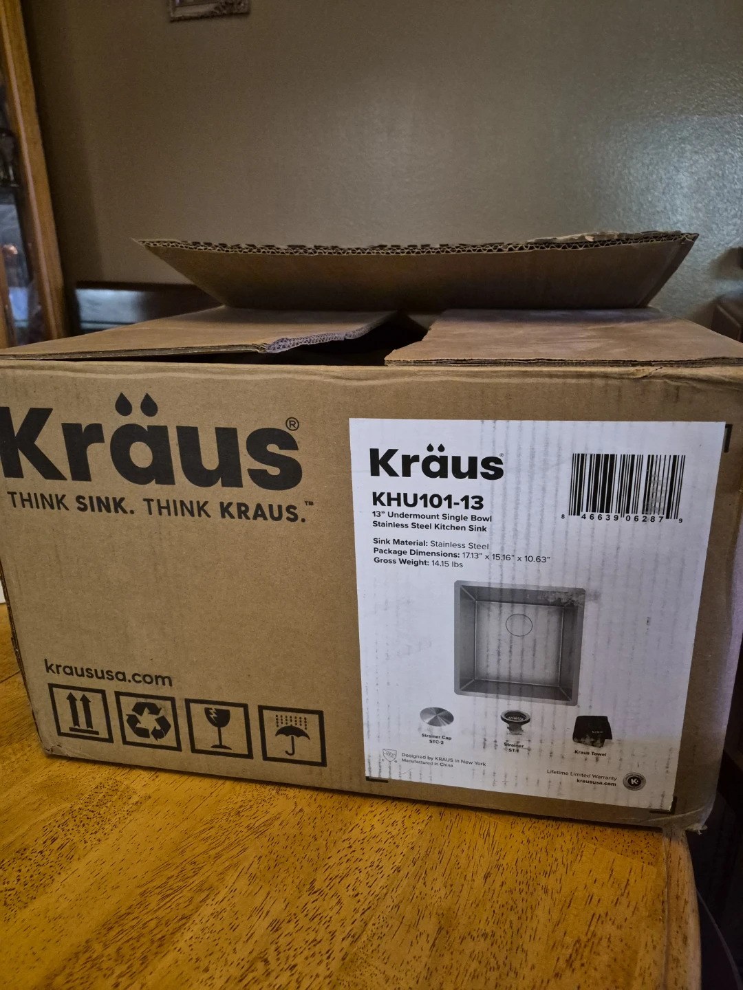 Kraus Ubdermount Bowl Stainless Steel Kitchen Sink Bar Sink