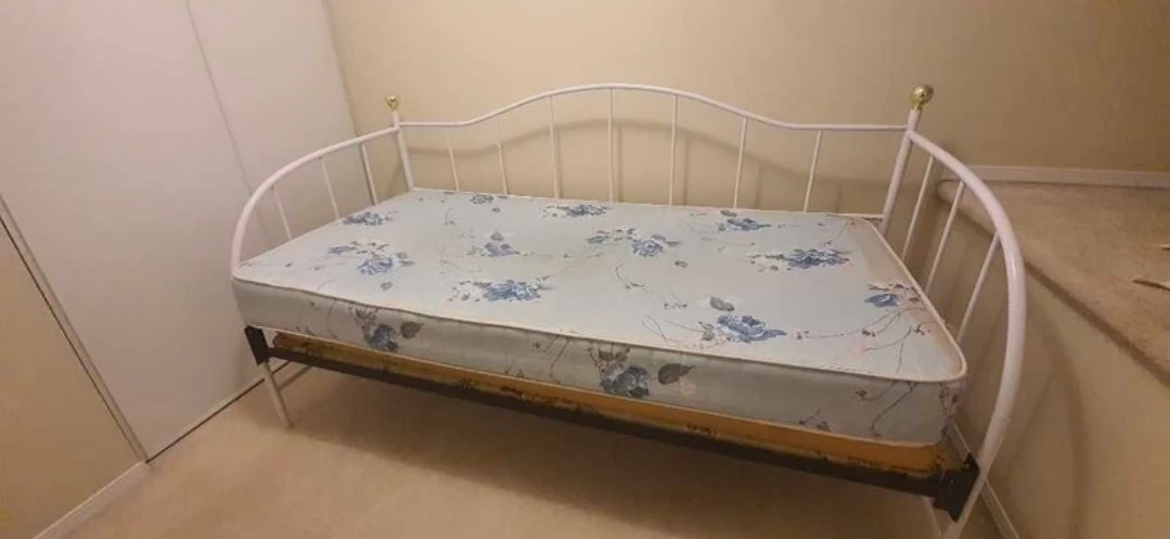 Free metal bed frame with twin  mattress