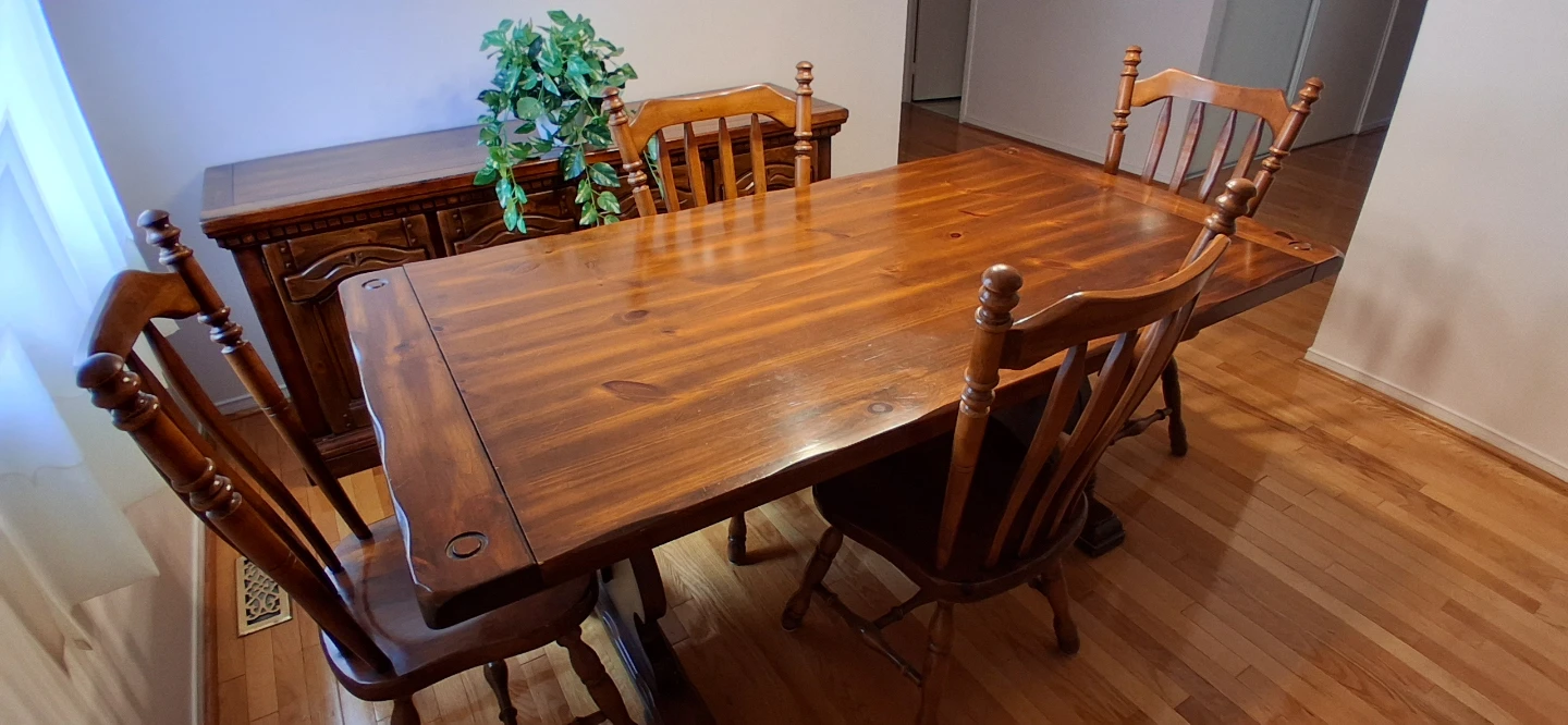 Solid wood dining table and chair set