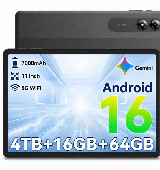 Gemini Android 16 Tablet - 11 Inch, 7000mAh Battery