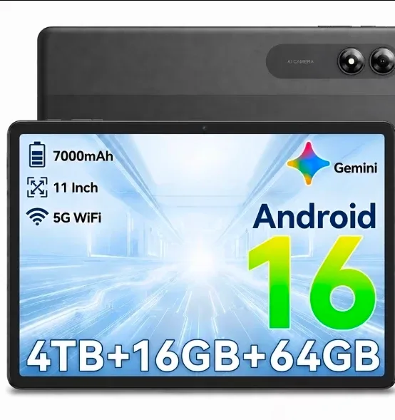 Gemini Android 16 Tablet - 11 Inch, 7000mAh Battery