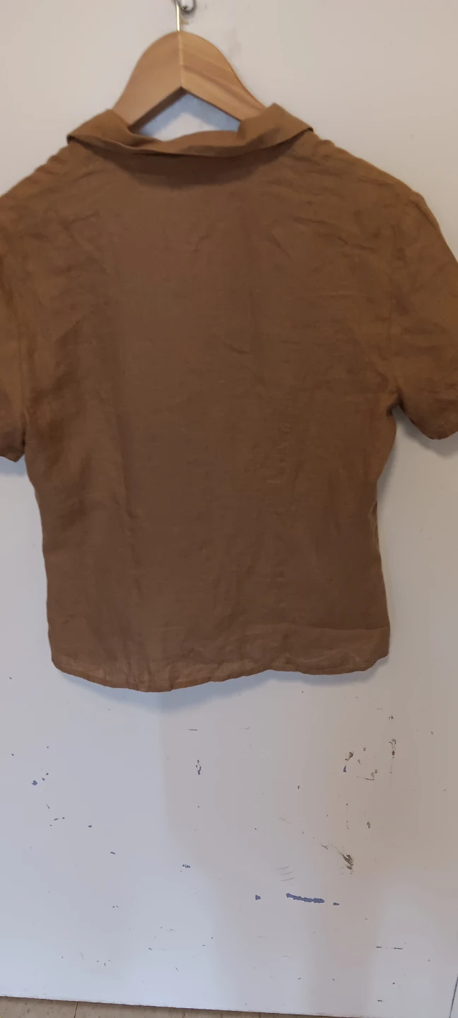 Banana Republic Brown/mustard Linen Blend Short Sleeve Shirt - photo 2