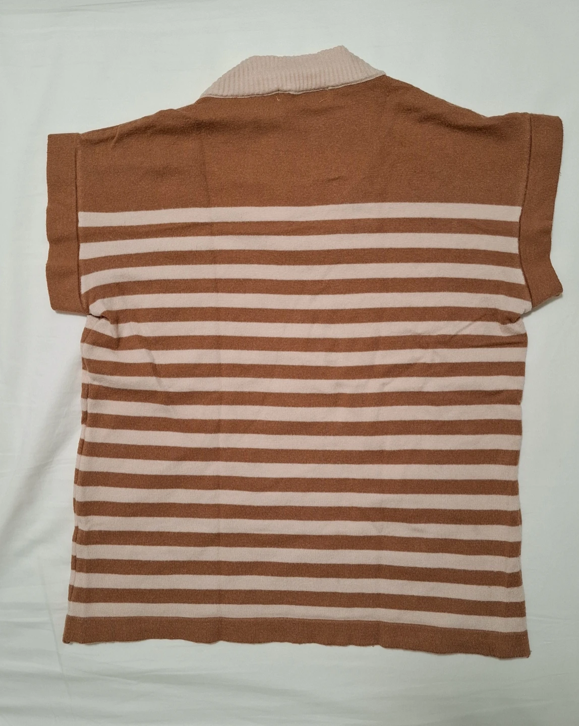 Brown Striped Sleeveless V-Neck Knit Top - photo 3