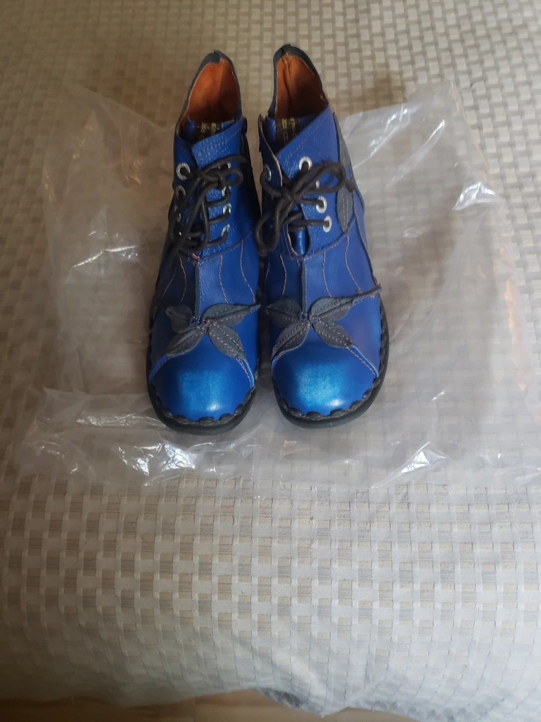 TMA Blue Leather Ankle Boots