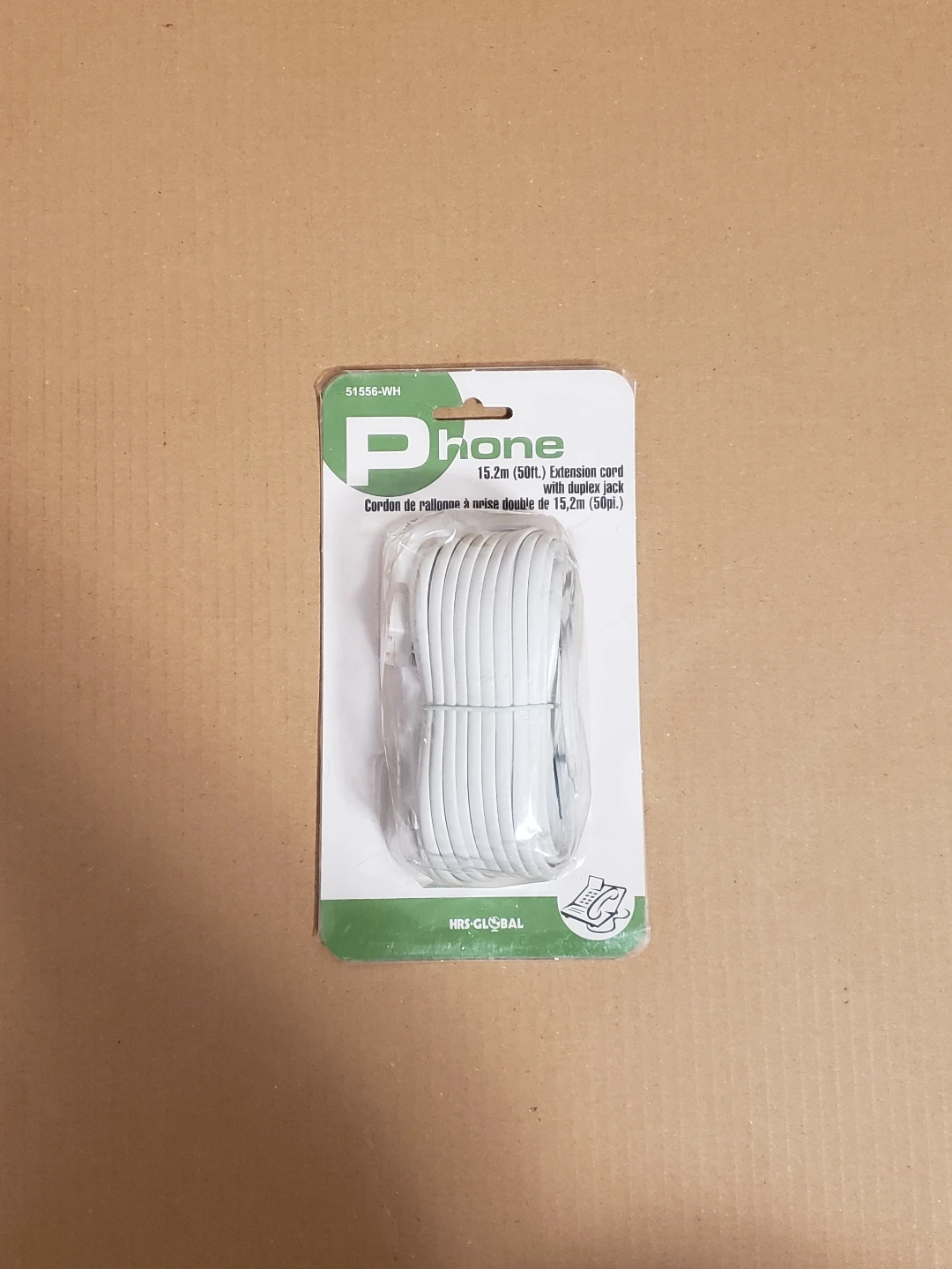 HRS-GLOBAL 15.2m (50ft) Phone / Fax Extension Cord
