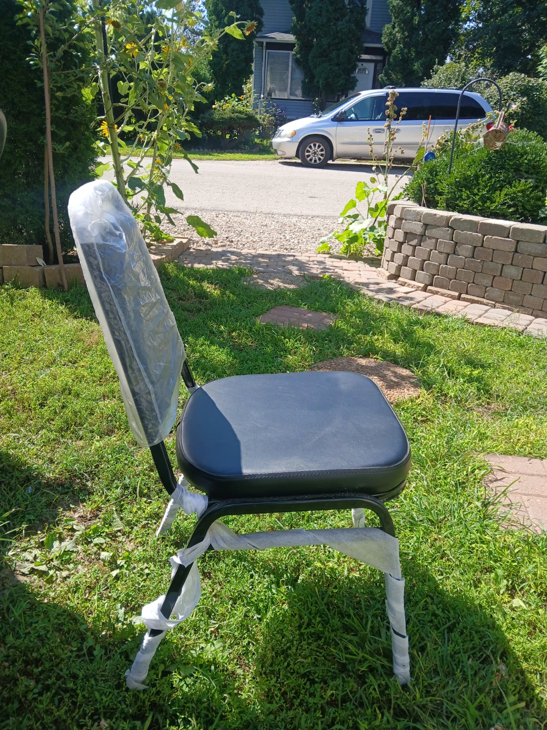 Black Metal Stackable Chair with Padded Seat - photo 2