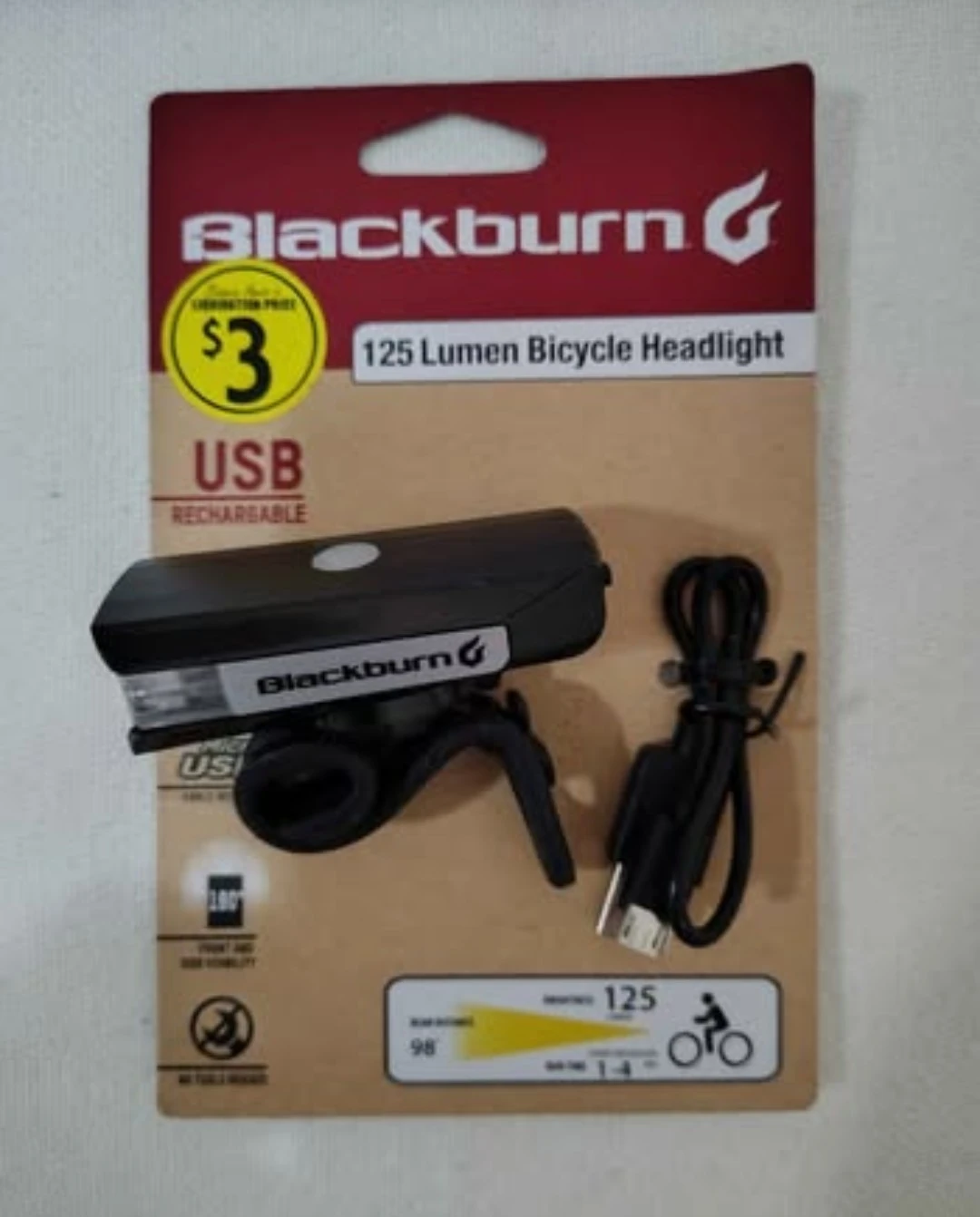 Blackburn USB Rechargeable Bike Light – 125 Lumens (Brand New)