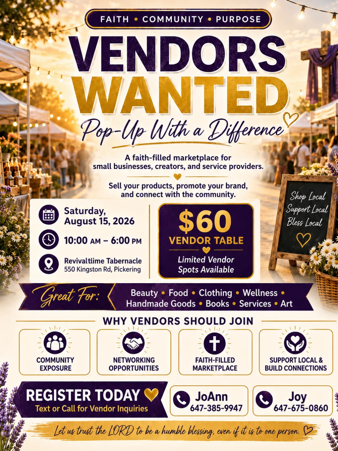 Vendor Table Pop-Up with a Difference - August 15, 2026
