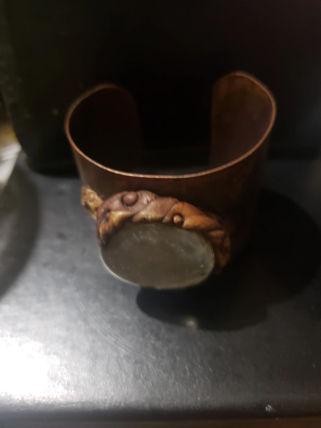 Copper Cuff Bracelet with Stone Accent