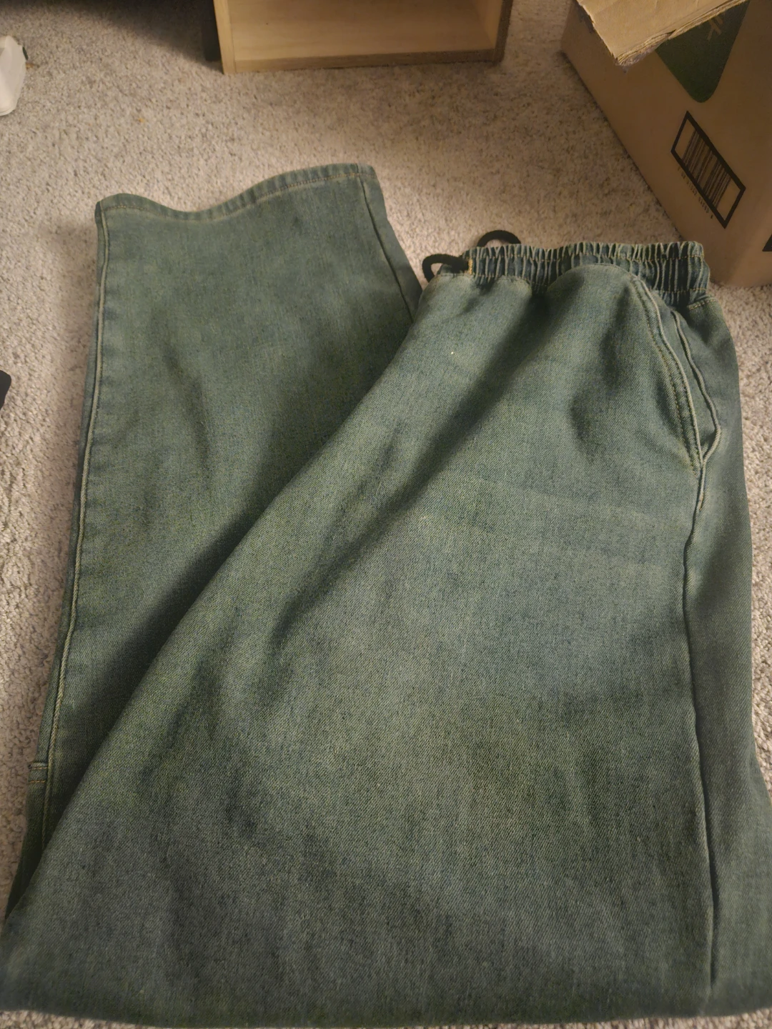 Men's Blue Denim Elastic Waist Jeans