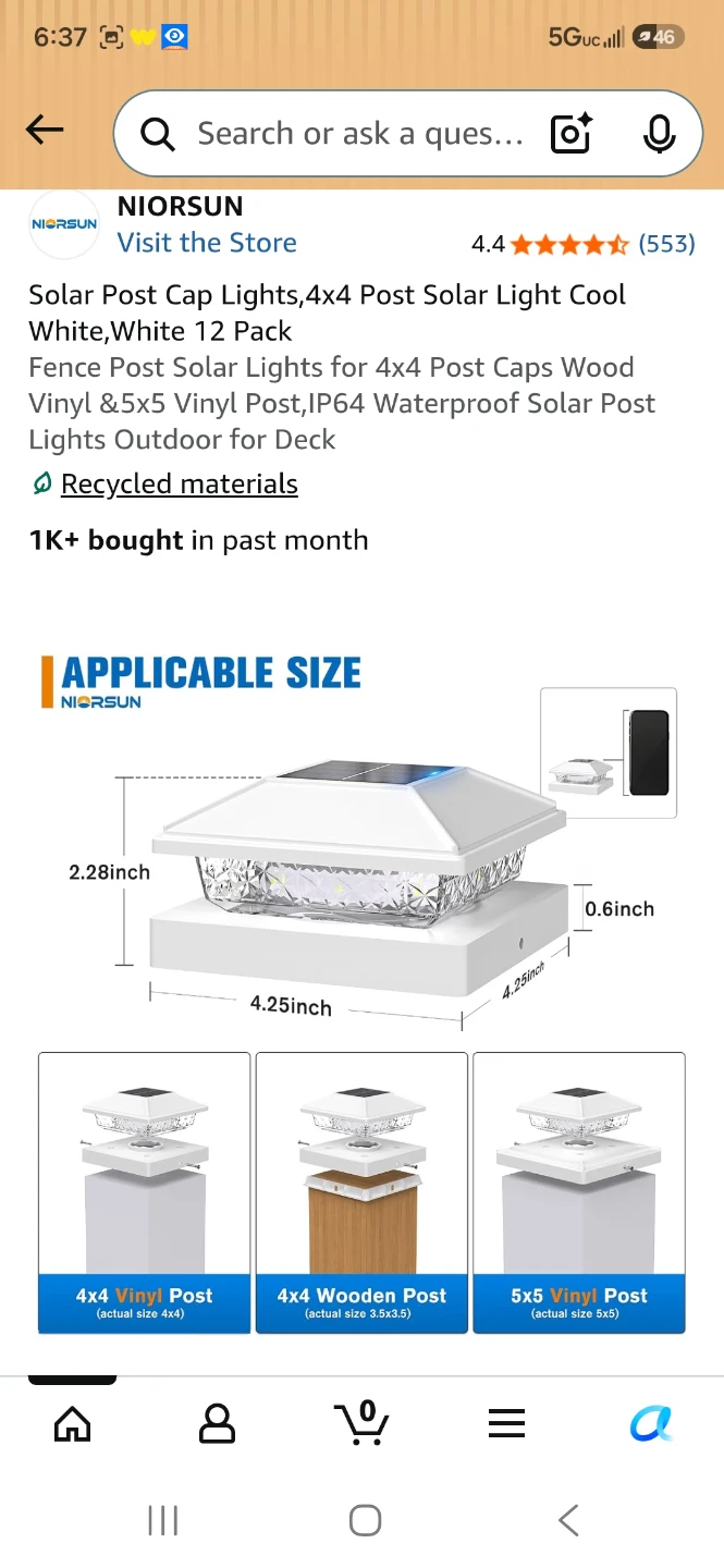 NIORSUN Solar Post Cap Lights, White, 12 Pack - photo 2
