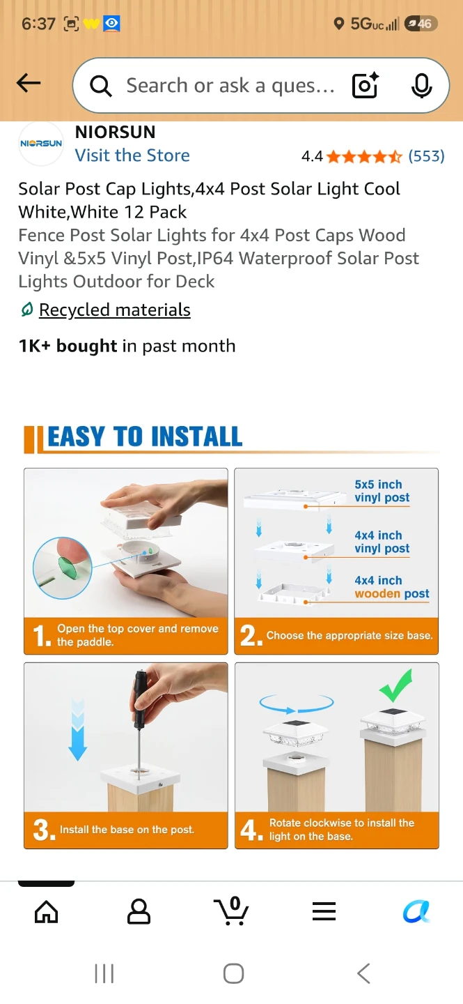 NIORSUN Solar Post Cap Lights, White, 12 Pack - photo 5