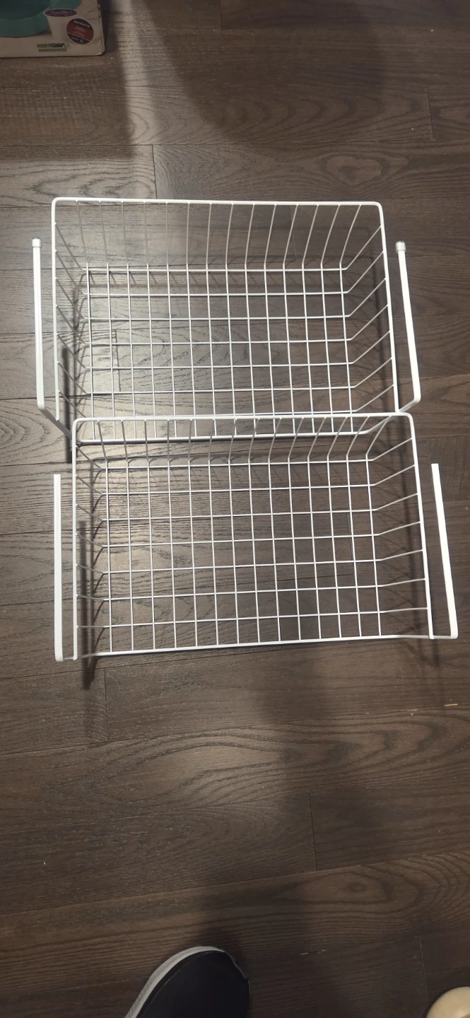 White Wire Stackable Storage Baskets (Set of 2)