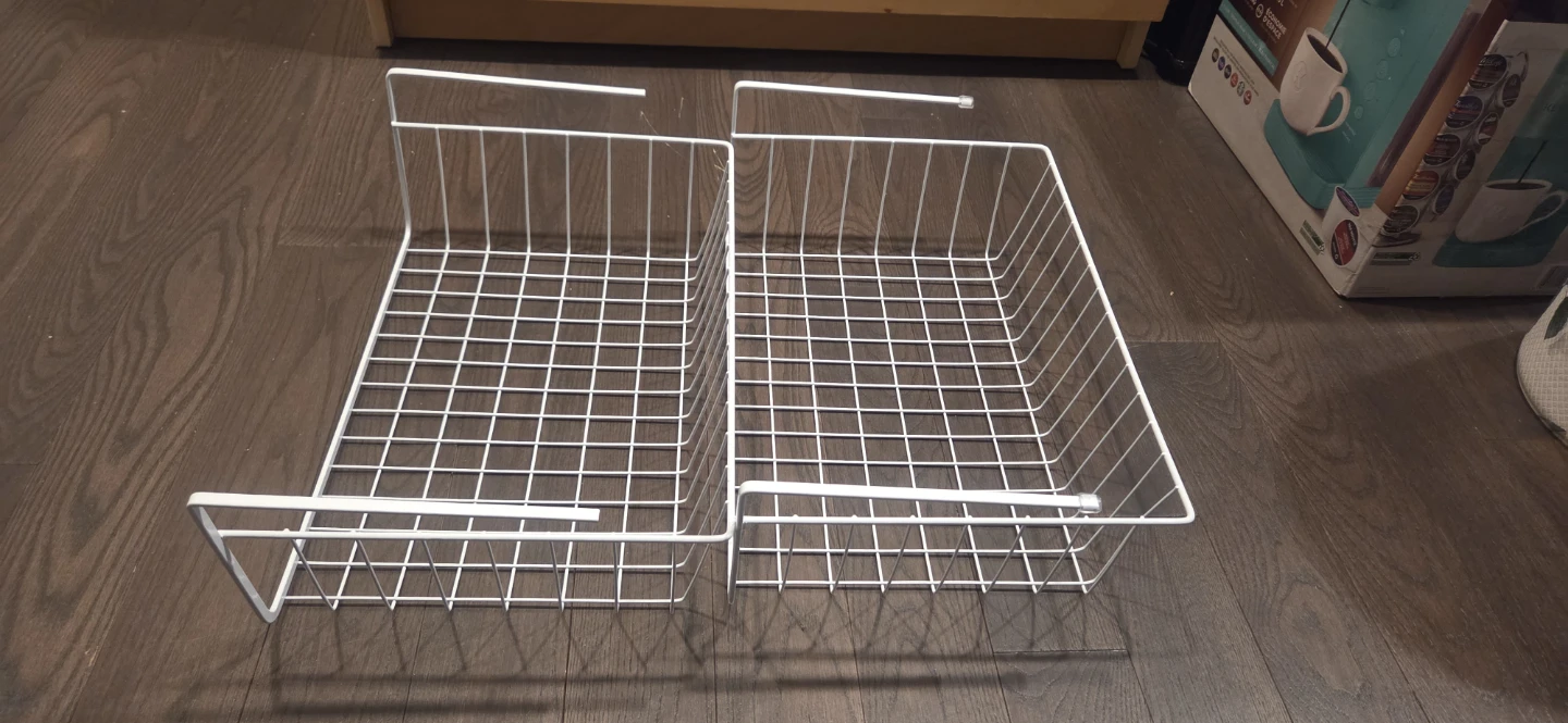 White Wire Stackable Storage Baskets (Set of 2) - photo 2