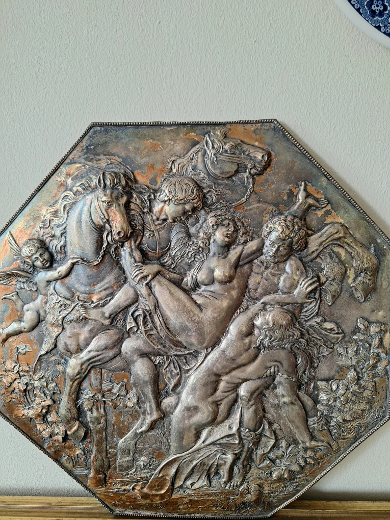 Antique Octagonal Relief Plaque