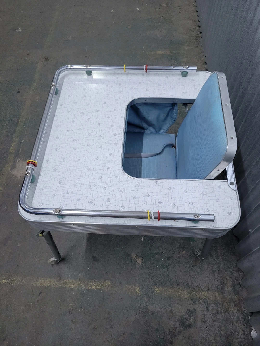 Vintage All-Rite Portable Folding Table with Built-in Seat - photo 2