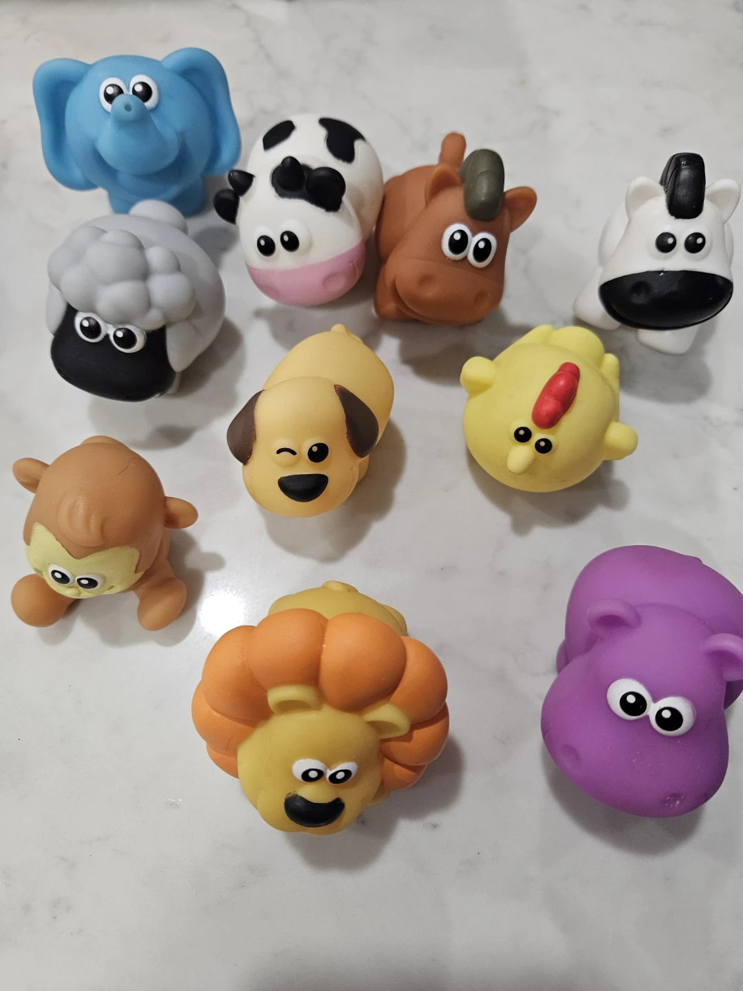 Set of 10 Rubber Farm and Zoo Animals Toys