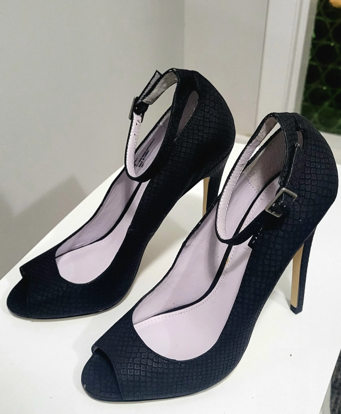 ShoeMint Black Peep-Toe Heels with Ankle Strap - photo 2
